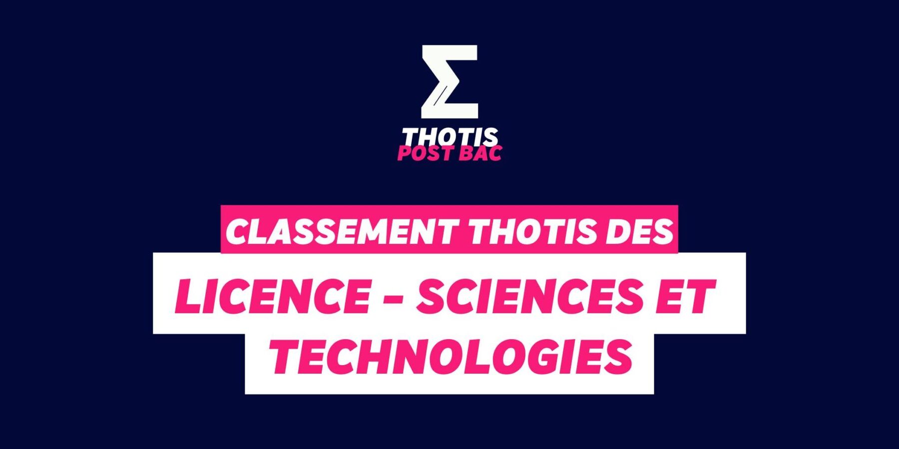 Classement Thotis - Licence - Sciences et technologies