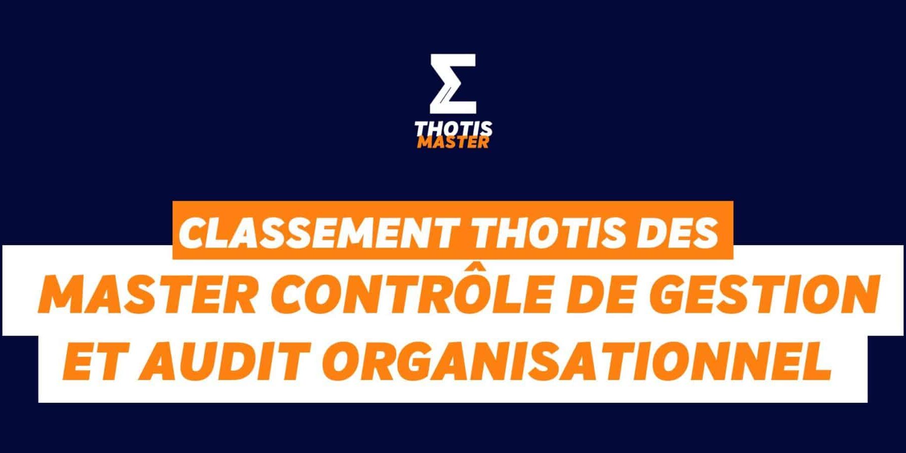Masters Contrôle de gestion et Audit organisationnel Classement