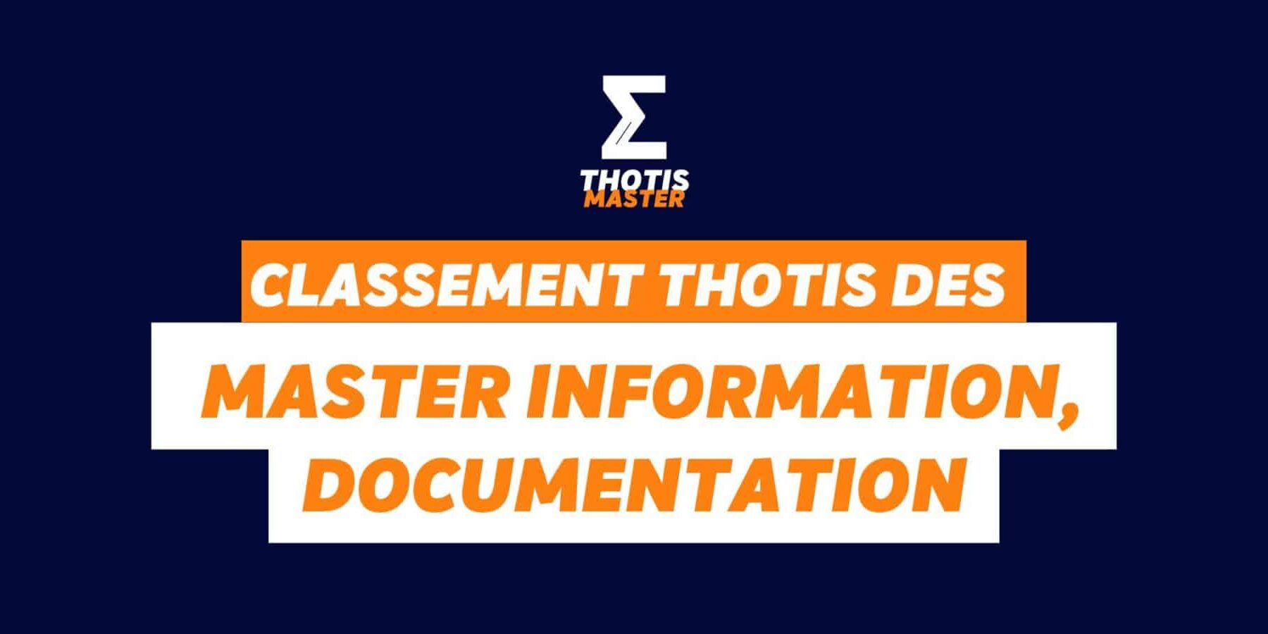 Classement Thotis Masters information, documentation en 2025 Classement Thotis Masters information, documentation en 2025