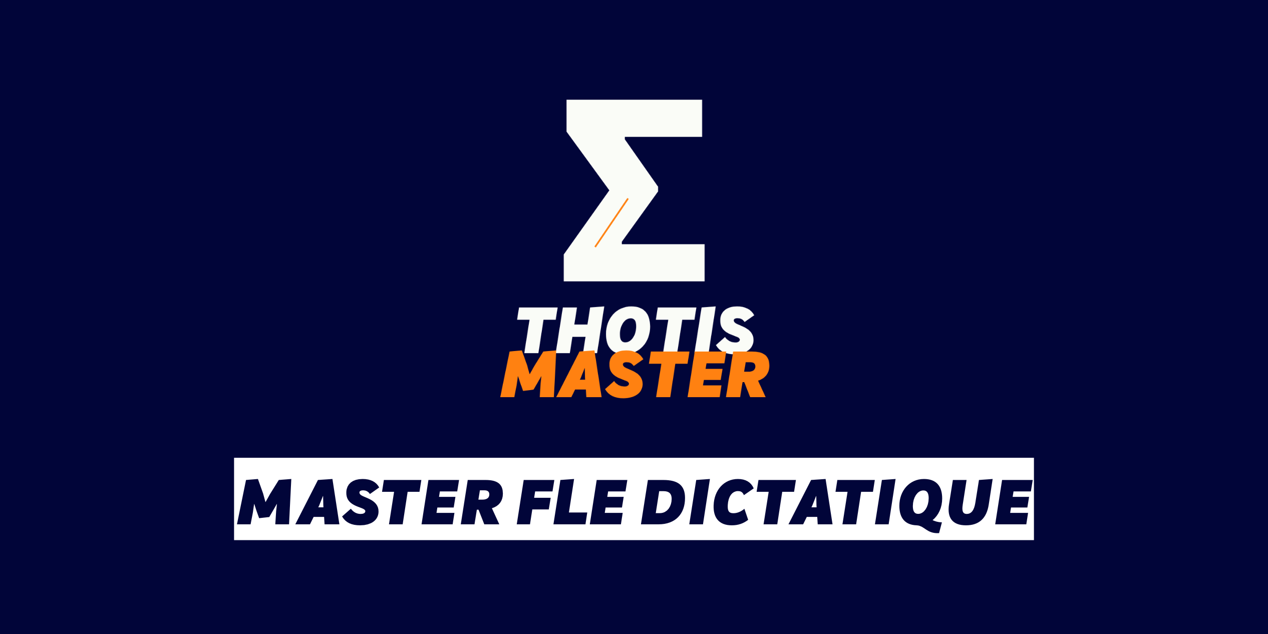 Logo with a large white stylized 'Z' and the words 'THOTIS MASTER' in white and orange on a dark blue background; below, a white banner reads 'MASTER FLE DICTATIQUE'.