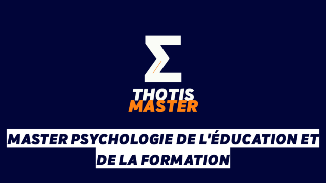 Master Psychologie de l’éducation et de la formation Hero banner with a white stylized Z logo above the words 'THOTIS MASTER' in white and orange on a dark blue background, indicating a Master program branding.