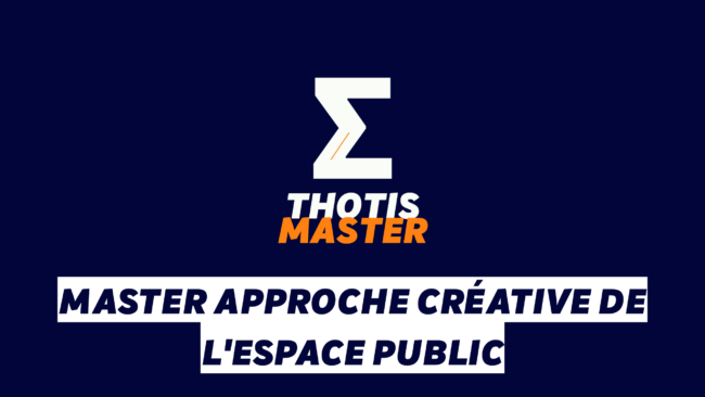 Master Approche créative de l’espace public Brand logo with a stylized white 'Z' and orange accent on a navy background, captioned 'THOTIS MASTER' in white and orange.