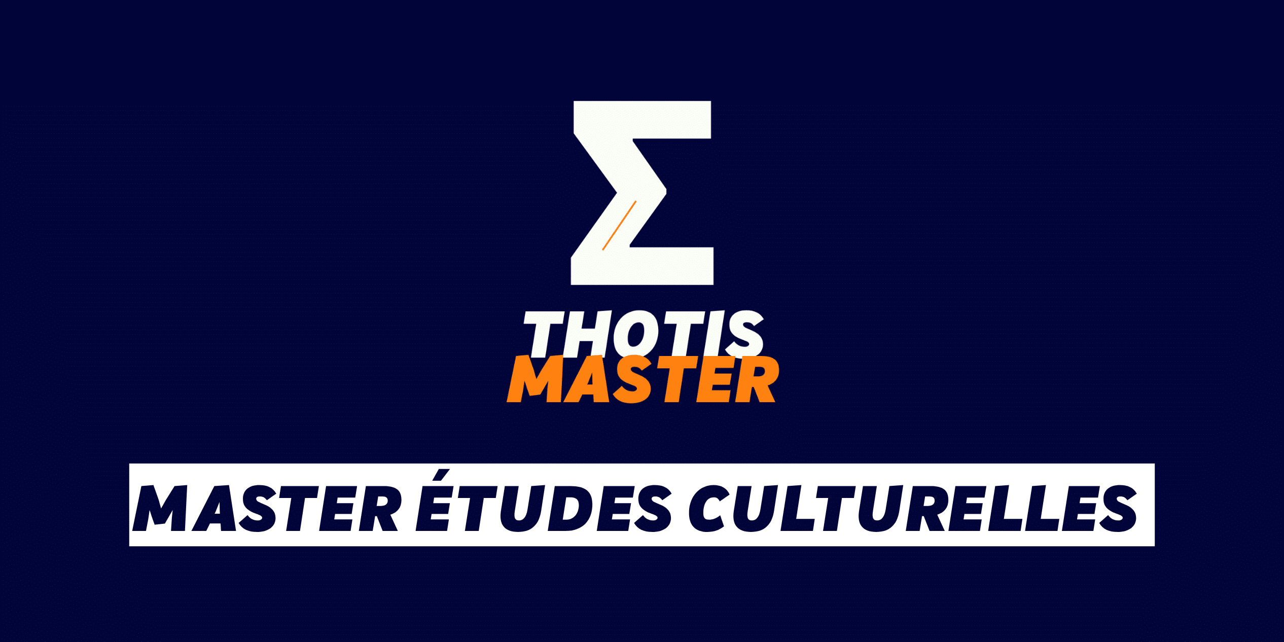Logo with a large white angular zigzag shape on a dark blue background, and the words 'THOTIS' in white and 'MASTER' in orange beneath.