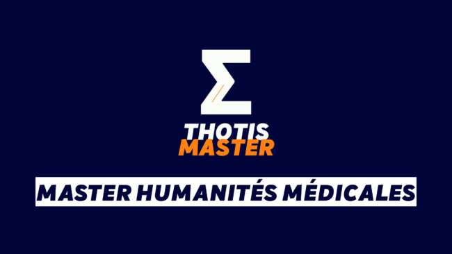 Master Humanités médicales Logo on dark blue background: white zigzag Z with orange accent above the words “THOTIS MASTER.”